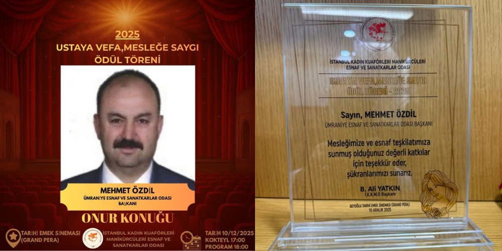 Mehmet Özdil’e “Ustaya Vefa, Mesleğe Saygı” Ödülü: Ümraniye ve UEB Adına Gurur